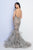 Terani Couture - 1721GL4433 Embellished Bateau Neck Mermaid Dress in Gray and Gold