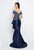 Terani Couture - 1721M4311 Laced V-Neck Trumpet Dress in Blue