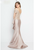 Terani Couture - 1721M4311 Laced V-Neck Trumpet Dress in Neutral