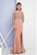 Terani Couture - 1721M4336 Illusion Jewel Neck Sheath Dress in Neutral