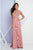 Terani Couture - 1721M4337 Embellished High Neck A-Line Dress in Pink and Neutral