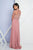 Terani Couture - 1721M4337 Embellished High Neck A-Line Dress in Pink and Neutral