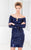 Terani Couture - C3710 Sequined Off Shoulder Sheath Dress in Blue