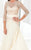 Terani Couture - E3816 Beaded Jewel Quarter Length Sleeves Long Dress in Neutral