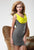 Terani Couture - H1946 Cowl Neck Ruched Cocktail Dress in Silver and Yellow