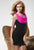 Terani Couture - H1946 Cowl Neck Ruched Cocktail Dress in Black and Pink