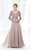 Terani Couture - M3811 Beaded V Neck Long Sleeve Chiffon Gown in Brown