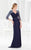 Terani Couture - M3828 Sparkling  Queen Anne Style Long Dress in Blue