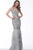 Jovani - 66233 Crystal Beaded V-Neck Trumpet Dress In Silver