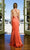 La Femme - 12278 V Neck Halter Neck High Low Mermaid Prom Dress in Orange