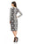 Maggy London - G2568M Long Sleeve Multi Print Sheath Dress in Black and White