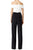 Theia - 883335 Crisscross Pleated Colorblock Jumpsuit In Black and White