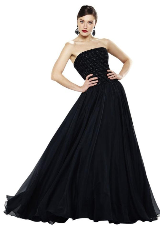 Theia - Strapless Long Gown 880927 in Black