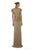 Theia  - 882299 Embellished Scoop Short Sleeves Sheath Dress in Gold
