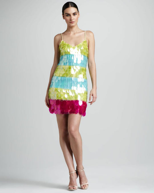 Theia  - 881103 Sequined Sleeveless Multi-Colored Cocktail Dress in Multi-Color