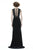 Theia  - 883004 Sleeveless V Neck Lace Long Gown with Slit in Black and Gold