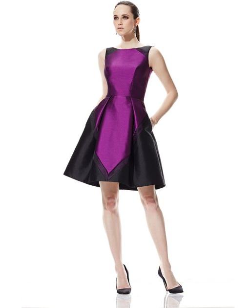 Theia - 882557 Colorblock Cocktail Dress in Purple and Black