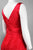 Theia - V-Neck Silk Organza Mermaid Dress 881925 in Red