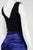 Theia - Sleeveless Jeweled Belt Ruched Gown 882629 in Black and Blue