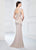 Montage by Mon Cheri - 218915W Embroidered Lace V-neck Trumpet Dress in Gray