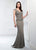 Montage by Mon Cheri - 218915 Embroidered Lace V-neck Trumpet Dress in Gray