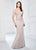 Montage by Mon Cheri - 218915 Embroidered Lace V-neck Trumpet Dress in Gray
