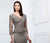 Montage by Mon Cheri - 218915 Embroidered Lace V-neck Trumpet Dress in Gray