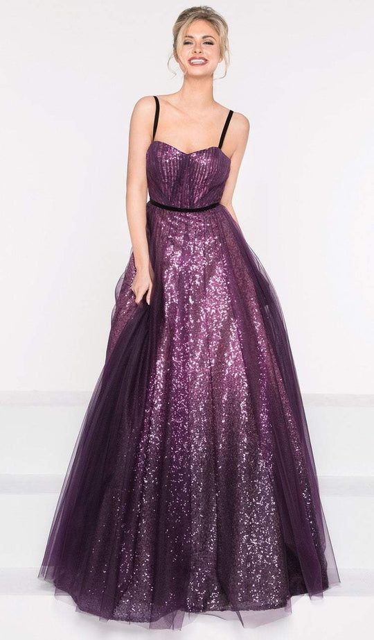 Colors Dress - 2003 Ombre Sequined Sweetheart Ballgown in Purple