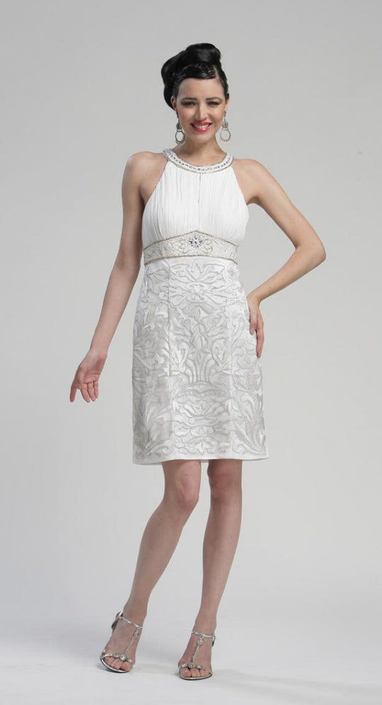 Sue Wong - Ruched Halter Cocktail Dress N3109 in White