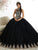 Quinceanera Collection - 26881 Gold Appliqued High Neck Ballgown