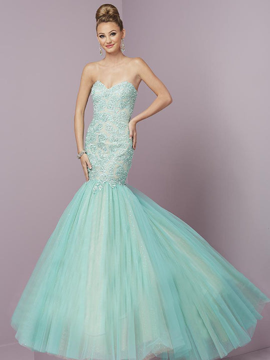 Tiffany Homecoming - 46088 Strapless Embellished Mermaid Gown in Aqua