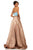 Sherri Hill - 52776 Two Piece Strapless Beaded Belt A Line Satin Dress In Blue and Brown