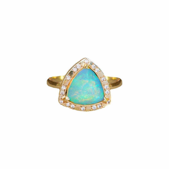 Logan Hollowell - Wilderness Trillion Rose Cut Blue Opal Ring with Diamonds