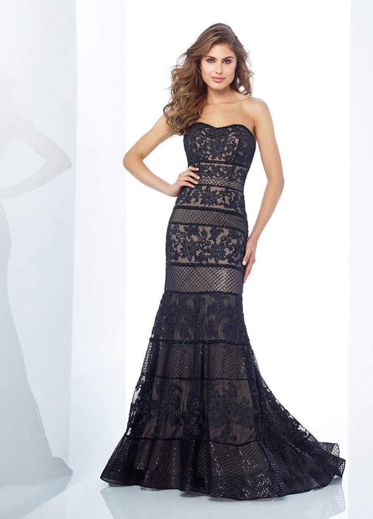Social Occasions by Mon Cheri - 118882 Strapless Mermaid Gown In Black and Neutral