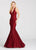 Ellie Wilde - EW118007 Illusion Bejeweled Racerback Mermaid Gown In Red