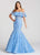 Ellie Wilde - EW118110 Off Shoulder Illusion Corset Trumpet Gown In Blue