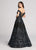 Ellie Wilde - EW21825 Sequined Lace Tulle Off-Shoulder A-line Dress in Black and Blue