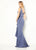 Cameron Blake - 219692 Ruffled Bateau Mermaid Evening Gown In Gray