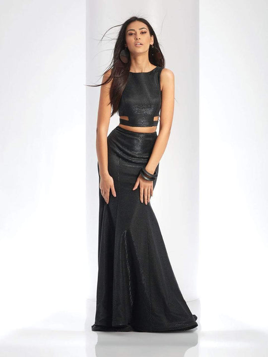 Clarisse - 3486 Two-Piece Novelty Cutout Sheath Gown in Black