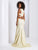 Clarisse - 3486 Two-Piece Novelty Cutout Sheath Gown in Gold