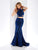 Clarisse - 3486 Two-Piece Novelty Cutout Sheath Gown in Blue