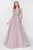Cinderella Divine - U103 Beaded Plunging V-Neck A-Line Gown In Purple