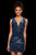 Sherri Hill - 52356 Deep V-neck Glitter Fitted Dress In Blue