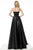 Jovani - 66082 Strapless Jumpsuit with Overskirt In Black