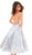 Tarik Ediz - 50400 Sleeveless V-neck Jacquard A-line Dress In Blue
