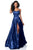 Sherri Hill - 51631 Sexy Lace-Up Back A-Line Long Evening Dress In Blue