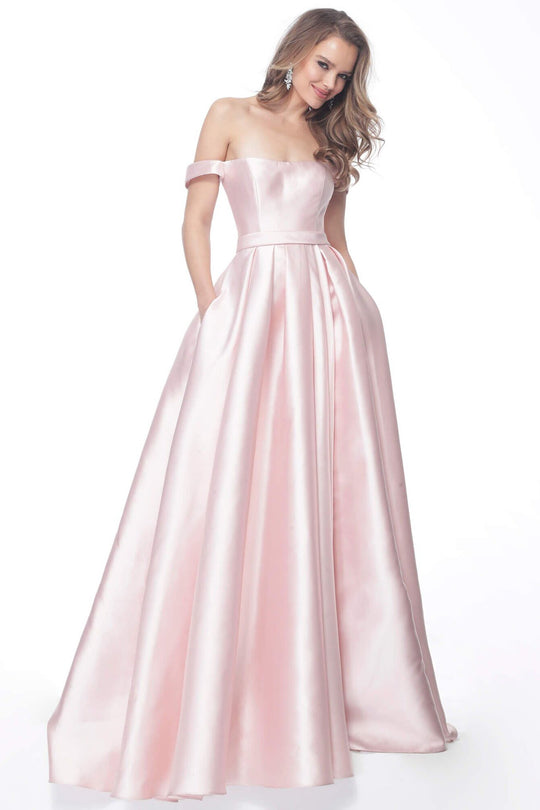 Jovani - 65939 Off-Shoulder Mikado Pleated Ballgown In Pink