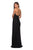 La Femme - 28206 Long Crisscross Strapped High Slit Sheath Gown In Black