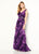 Cameron Blake - 219694 Printed Surplus V-Neck Gown In Purple and Multi-Color
