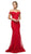 Cinderella Divine - UE004 Jeweled Trailing Lace Mermaid Gown In Red